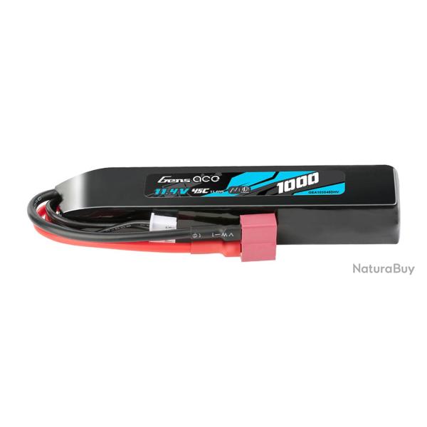 BATTERIE LIPO GENS ACE 1000MAH - 45C - 11.4V HV - CONNECTEUR DEANS T
