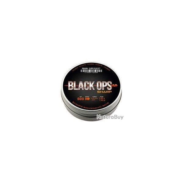 BO�TE DE 500 PLOMBS BLACK OPS SHARP � T�TE POINTUE CAL. 4.5 MM