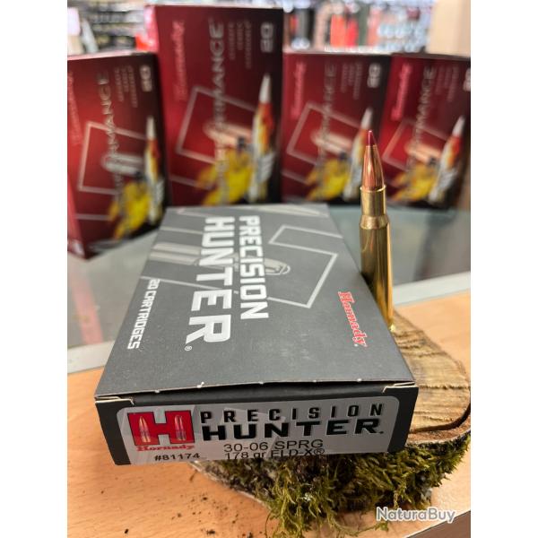 HORNADY PRECISION HUNTER 30-06 SPRG 178 GR ELD-X(BOITE DE 20)