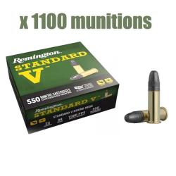 Munitions REMINGTON calibre 22lr Standard V 38gr - 2.5g x1100 