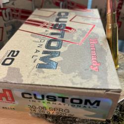 HORNADY CUSTOM INTERNATIONAL 30-06 SPRG 220GR INTERLOCK RN(BOITE DE 20)