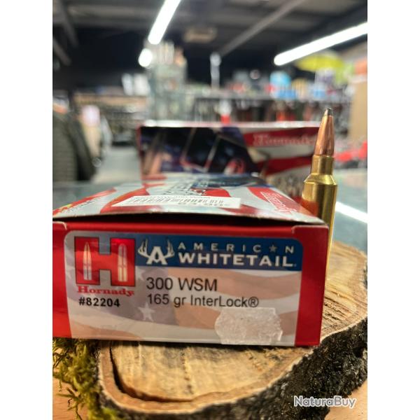 HORNADY AMERICAN WHITETAIL 300 WSM 165GR INTERLOCK(BOITE DE 20)