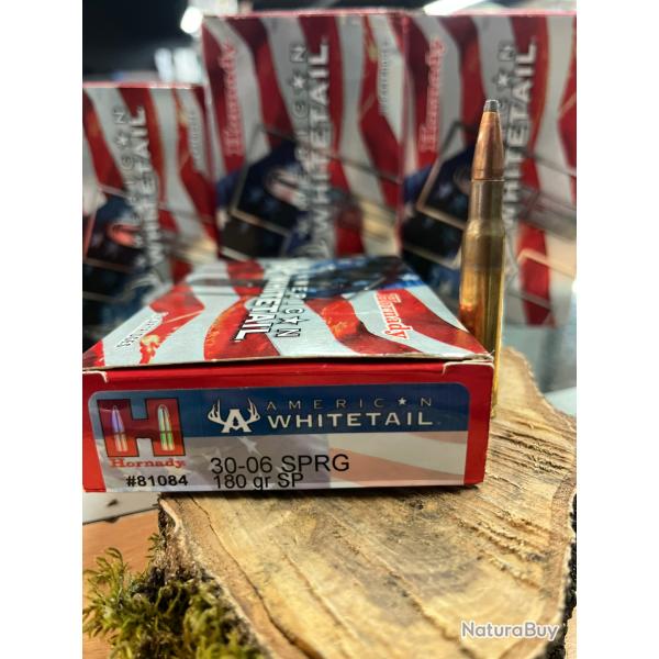 HORNADY AMERICAN WHITETAIL 30-06 SPRG 180GR SP(BOITE DE 20)