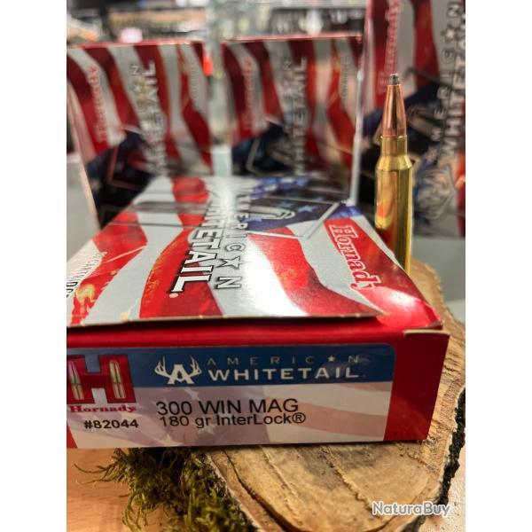 HORNADY AMERICAN WHITETAIL 300 WIN MAG 180GR INTERLOCK(BOITE DE 20)