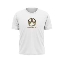 Tee shirt blanc avec impression logo Magpul vert camouflage sur le devant