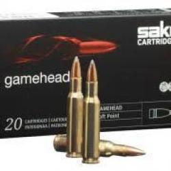 LOT DE 100 MUNITIONS SAKO GAMEHEAD CALIBRE 222 REM MAG 55GR  3.56G SOFT POINT