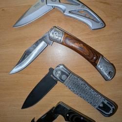 Lot N&deg;3 de 4 couteaux pliants