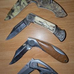 Lot N&deg;4 de 4 couteaux pliants