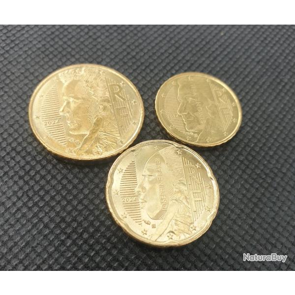 France 2024 3 Pieces 10 20 50  Centimes (Euro) Jos�phine Baker / Simone Veil  /  Marie Curie .