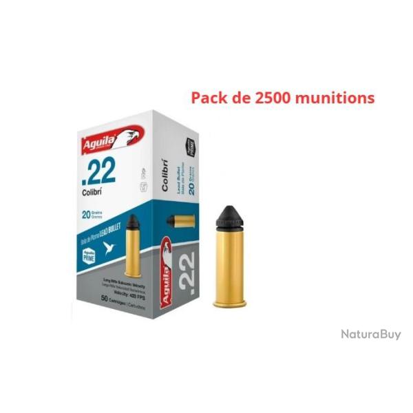 Munitions AGUILA calibre 22LR Bosquette longue "Colibri" x2500 
