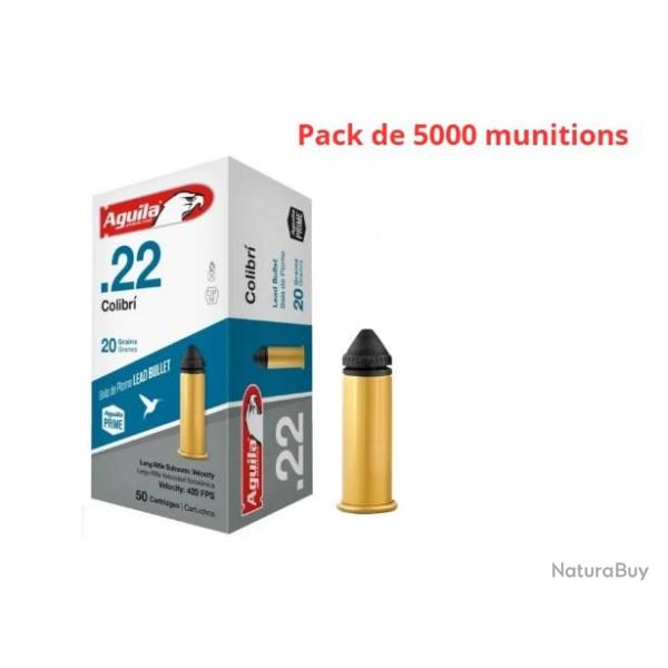 Munitions AGUILA calibre 22LR Bosquette longue "Colibri" x5000 