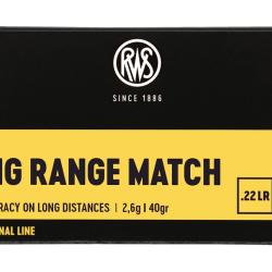 Munitions RWS calibre 22LR Long Range Match 40gr - 2.6g x50