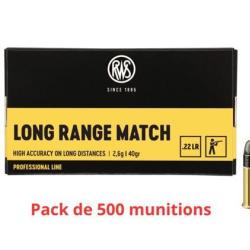 Munitions RWS calibre 22LR Long Range Match 40gr - 2.6g x500 
