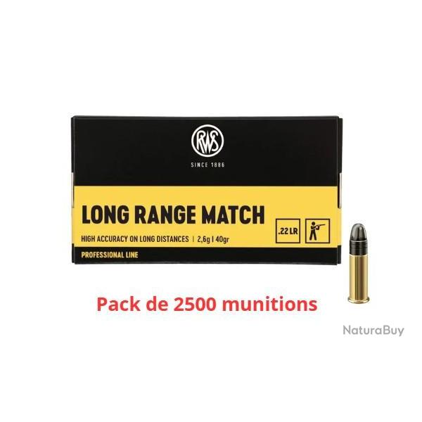Munitions RWS calibre 22LR Long Range Match 40gr - 2.6g x2500 