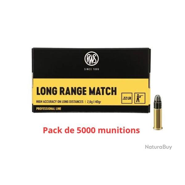 Munitions RWS calibre 22LR Long Range Match 40gr - 2.6g x5000 