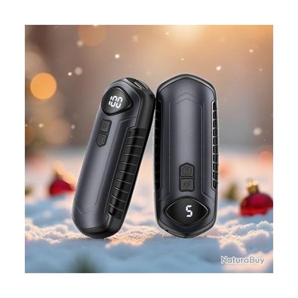 Lot de 2 Chauffe-Mains Rechargeables 6000 mAh - Chauffage Instantan� 2s - 5 Niveaux 37�C-55�C