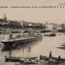 CPA -Marine de Guerre - CHALON -s- SA&Ocirc;NE - Schneider & Cie Le Submersible S. C. 3: a flot N&deg;4514