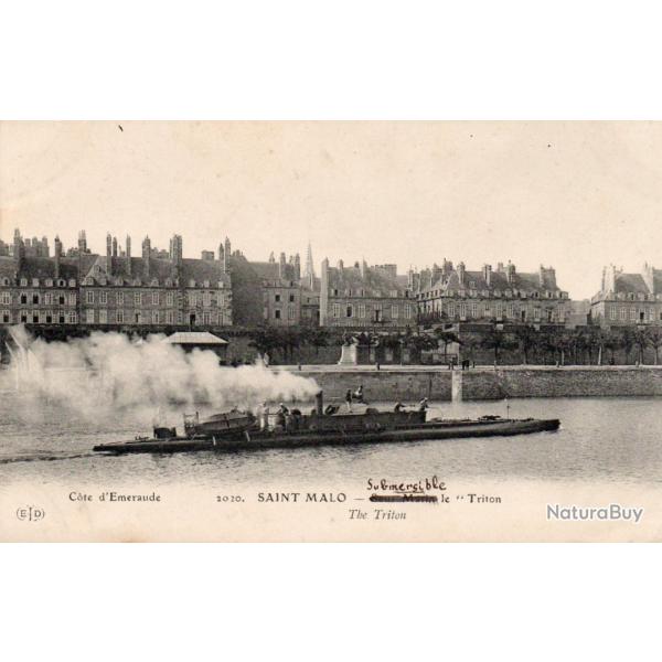 CPA -Marine de Guerre - SAINT MALO -SOUS-MARIN - Le "TRITON" N�4516