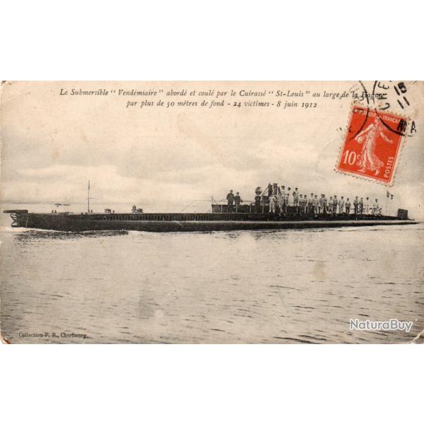 CPA -Marine de Guerre-Le Submersible" Vend�miaire" aborde et coule par le Cuirasse " St-Louis N�4518