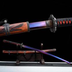 Katana Sekiro Lame Mortelle Pourpre (Acier T10 Violet) - Tranchant (4)