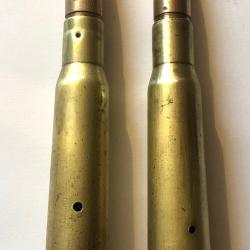 Lot de 2 munitions de 12.7 neutralis&eacute;es par per&ccedil;age, vides, et amorces percut&eacute;es