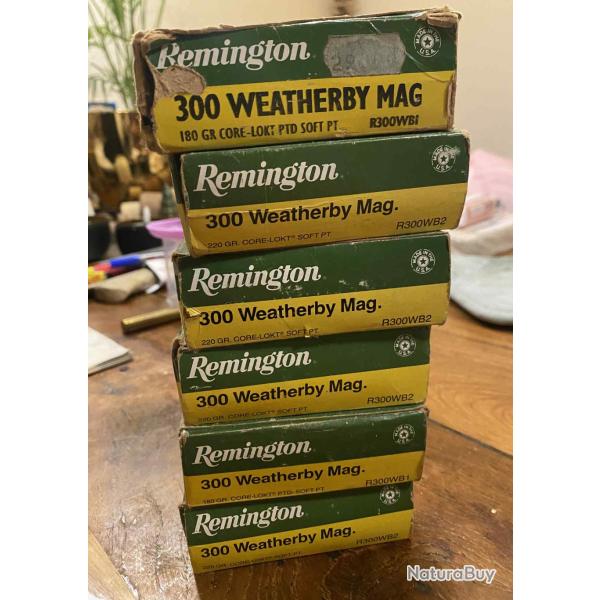 Lot de 6 boites de munitions 300 weatherby magnum
