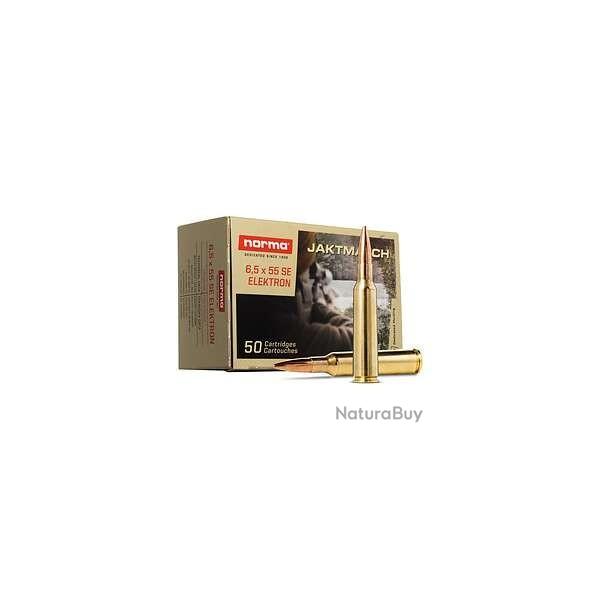 50 munitions NORMA Cal.6.5X55 SE 8G/124GR JAKTMATCH FMJ