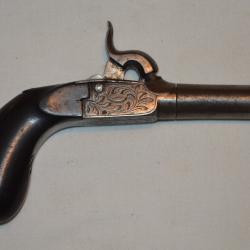 PETIT PISTOLET DE GOUSSET A BALLE FORCEE-EPOQUE 1830/1850-POINCON ELG (LIEGE) BELGIQUE