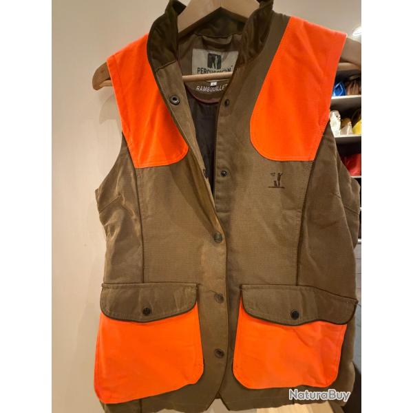 Gilet de chasse haute visibilit� Rambouillet Original femme - Marron/Orange - Percussion