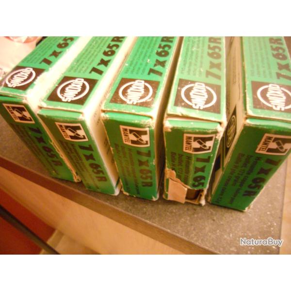 RWS 7x65R H Mantel Pointe creuse cuivre 11,2g 173gr lot de 5 boites voir photos
