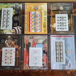 Lot de 6 pi&egrave;ces de 10 euros et 6 planches de timbres Allemagne