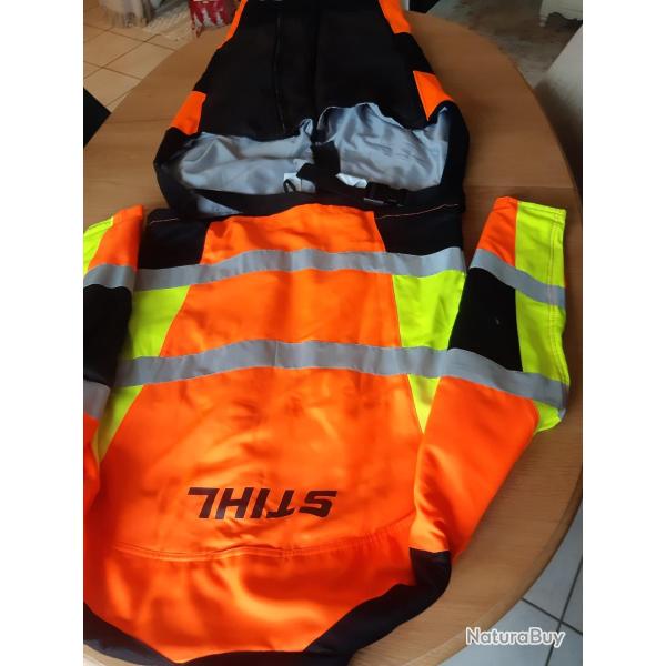Veste STIHL haute visibilit� protec anti coupure L +Jambi�res STIHL protec anti coupure L Neuf