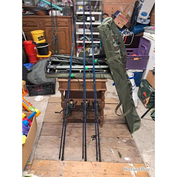 Ensemble 3 cannes mack2 falcon blue plus 3 moulinet mack2