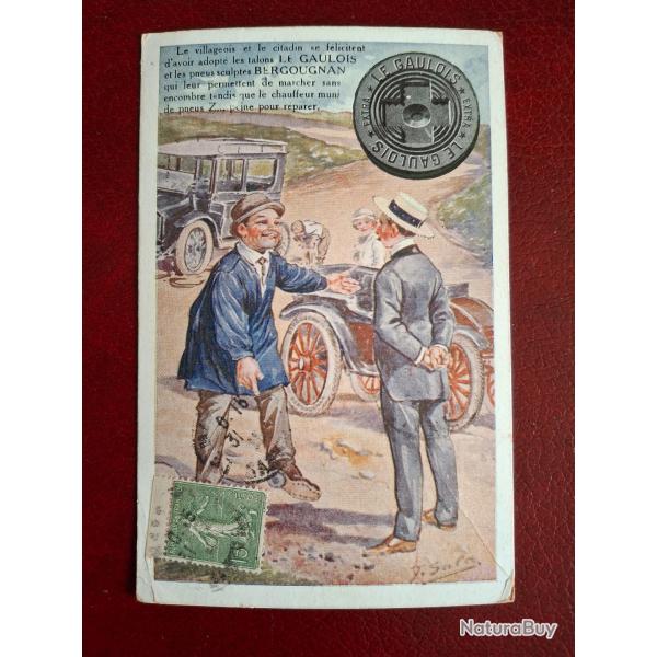 Carte postale circul�e talon Le Gaulois ets Bergougnan