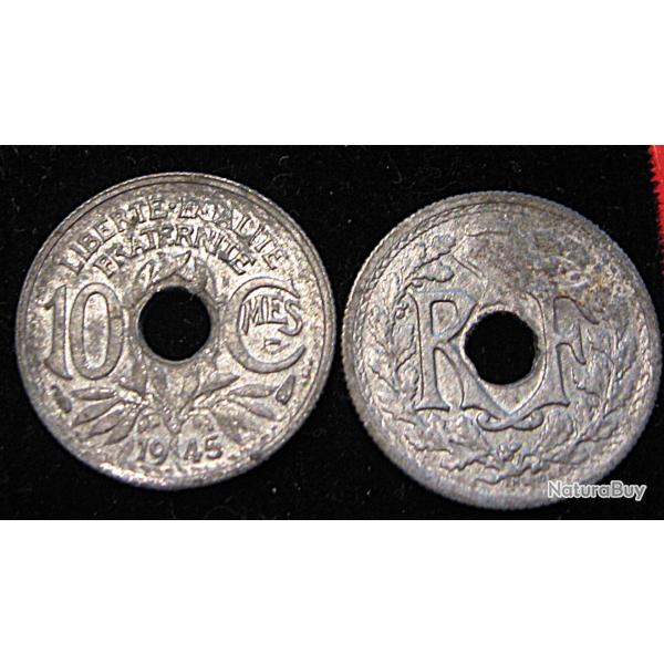 10 centimes zinc 1945 petit module ttb+ Lindauer