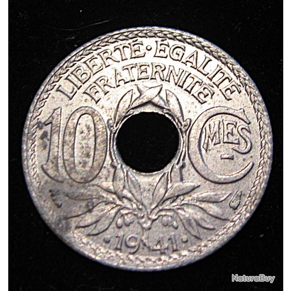 10 centimes zinc 1941 grand module  CM souligne