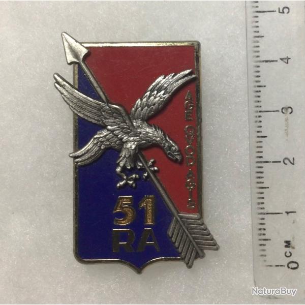FRANCE ARTILLERIE -�51� R.A R�giment d?Artillerie aigle en relief argent�?Delsart 3181