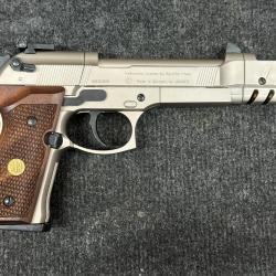RARE, UMAREX Beretta 92 FS, plaquettes bois, compensateur, hausse microm&eacute;trique