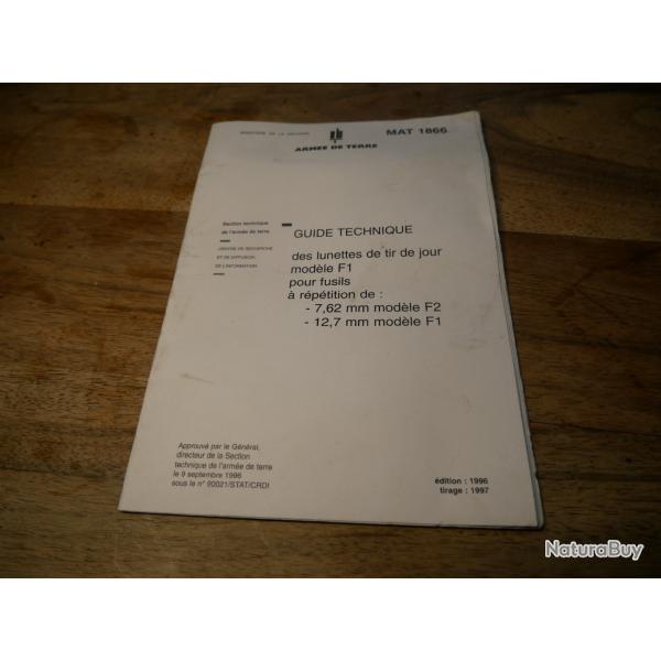 Guide technique SCROME Mle F1 MAT1866 pour FRF2 et PGM HECATE 12.7mm