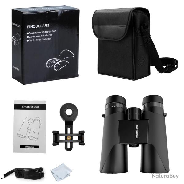 Jumelles 10x42 HD Compactes Burables Robustes Observation Oiseaux Chasse Voyage Camping pour Adulte