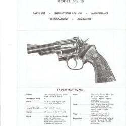 notice SMITH WESSON mod&egrave;le 19 (envoi par mail) - VENDU PAR JEPERCUTE (m2645)
