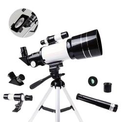 T&eacute;lescope astronomique F30070M 70 mm Tr&eacute;pied 3 Oculaires Observation Etoiles & Lune Blanc