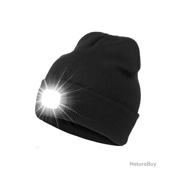 Bonnet LED tricot� unisexe rechargeable 4 LED pour sport nuit randonn�e camping