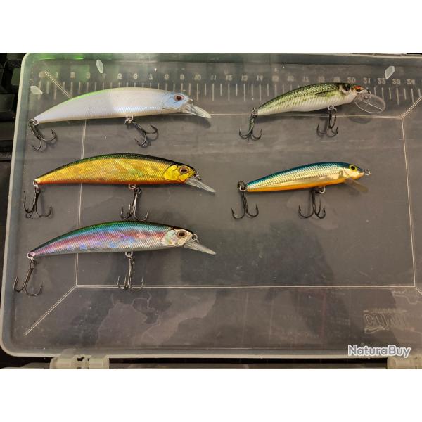 Lot de 5 Jerkbait Minnow - 3 x 110mm 16g - 2 x 70mm 7g