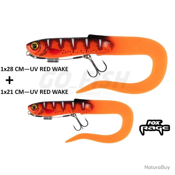 PACK - Fox Rage Slick Eel Loaded 21cm et 28 cm - UV Red Wake