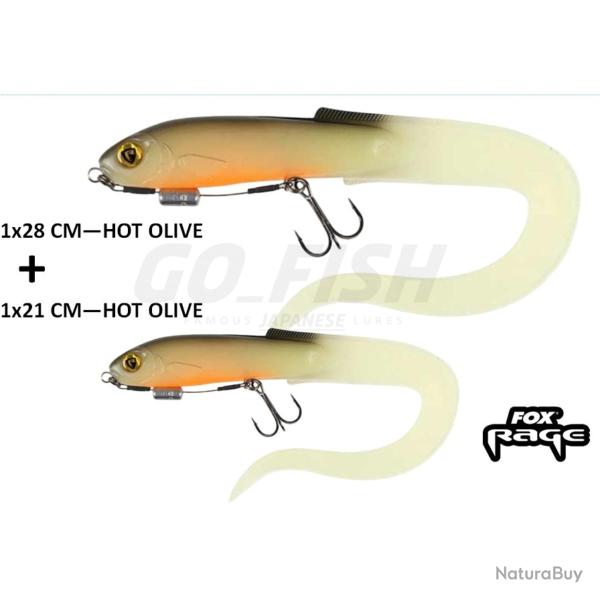 PACK - Fox Rage Slick Eel Loaded 21cm et 28 cm - HOT OLIVE