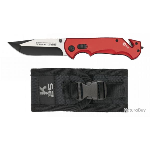 Couteau pliant K25 rouge. housse