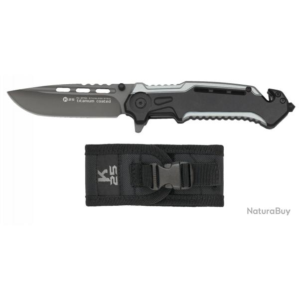 Couteau pliant tactique K25 gris/noir