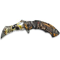 Couteau pliant 3D T&ecirc;te de mort