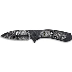 Couteau pliant T&ecirc;te de mort 3D